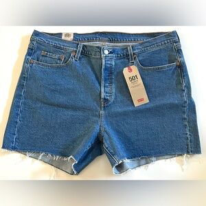 Levi's 501 Original Women's High Rise Jean Short Button Up Size 18W Blue, NEW